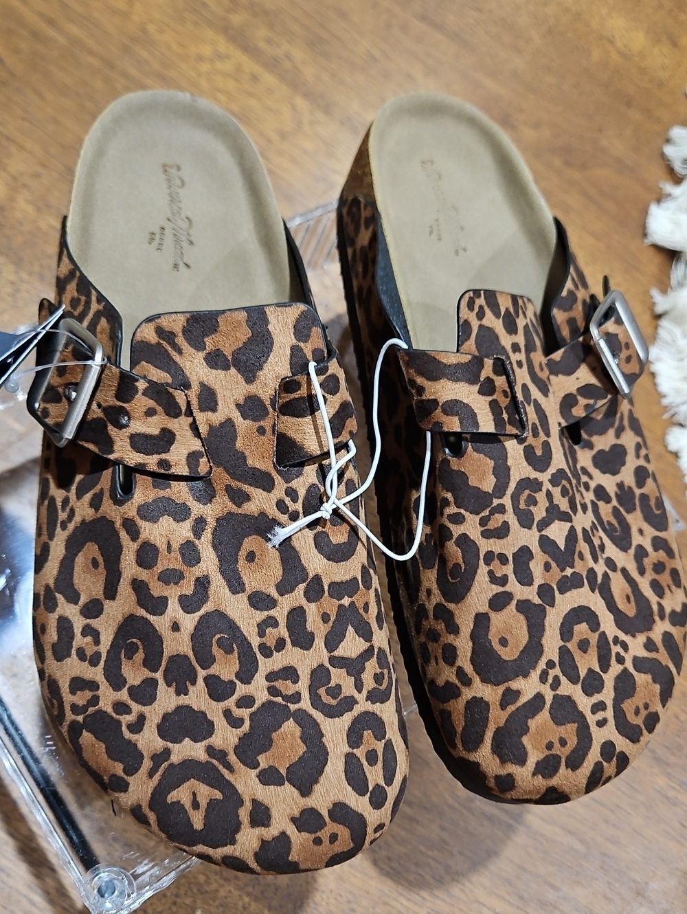 Universal Thread Leopard-Print Brown Slip-On Clogs with Buckle